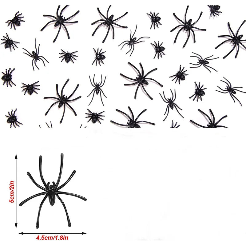 Mini Fake Plastic Spiders for Halloween DIY Party Decorations - Black