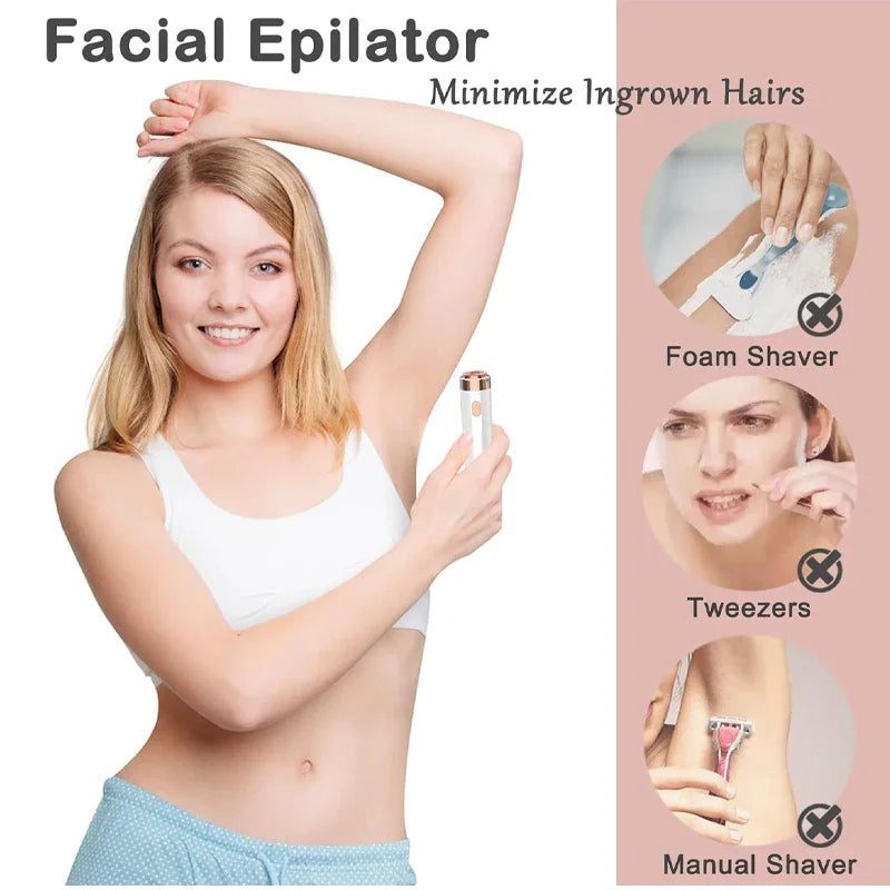 2-in-1 Facial Hair Removal System for Women - Epilator & Razor, Waterproof, Cordless