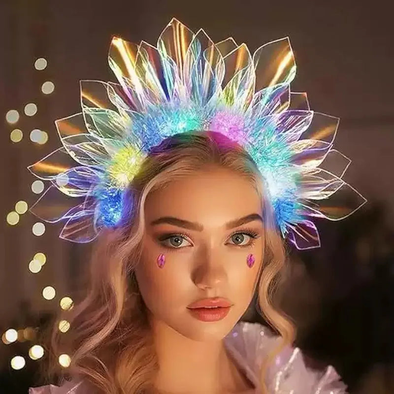 Light Up Laser Headband for Parties & Performances - Colorful Glow Hair Accessory