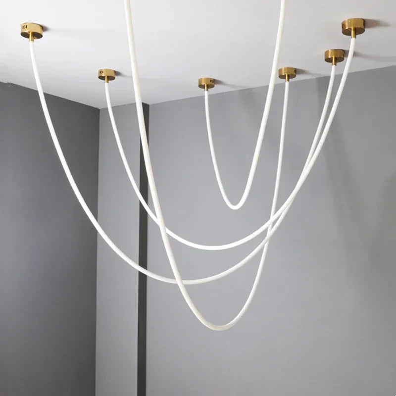 Nordic Long Line Pendant Lighting Modern LED Chandelier for Restaurant Cafe Bar Dining Room