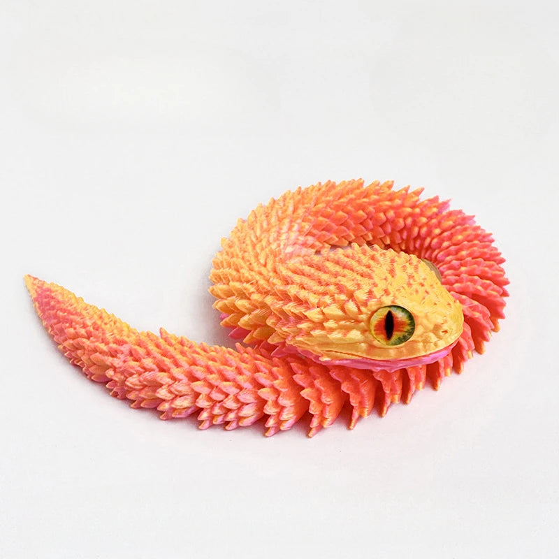 3D Printed Snake Desk Decor - Flexible Articulated Fidget Toy & Room Ornament