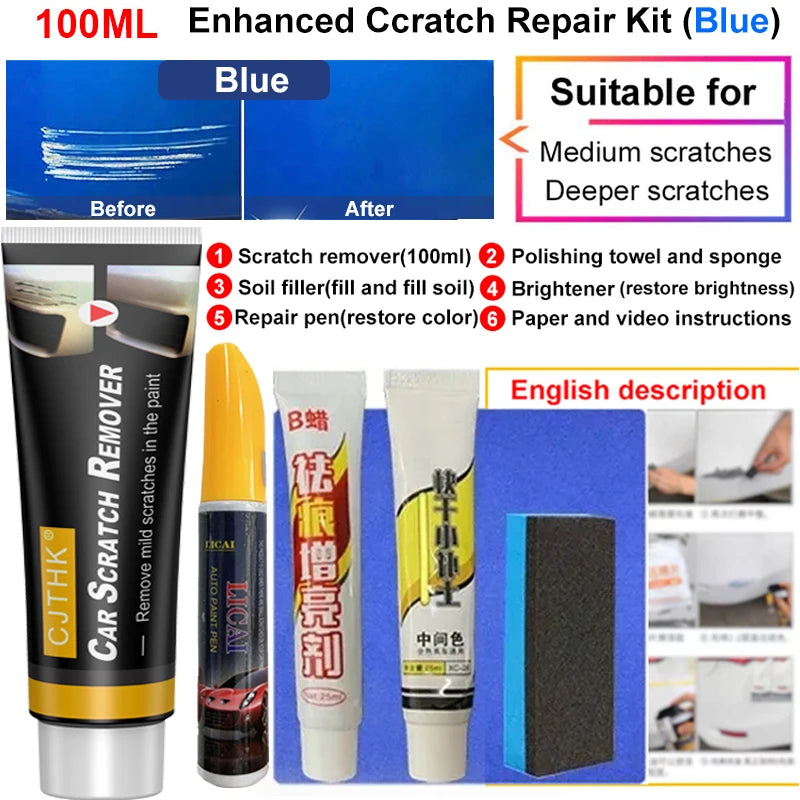 Car Scratch Remover Kit - Paint Touch-Up & Swirl Repair Tools for Auto Body