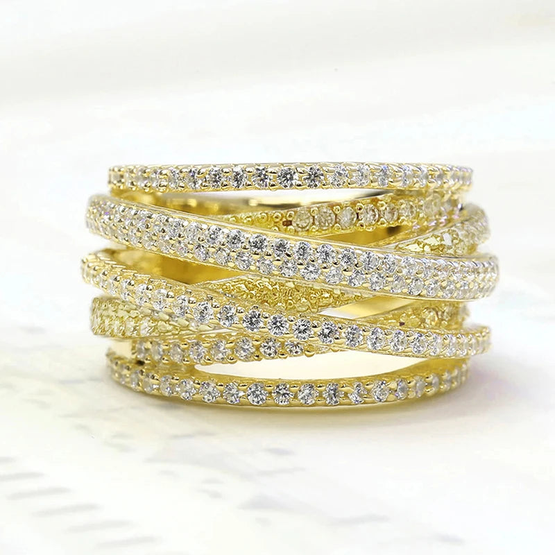 Multi Cross Rings for Women - Trendy Wedding Band Accessories with Cubic Zirconia