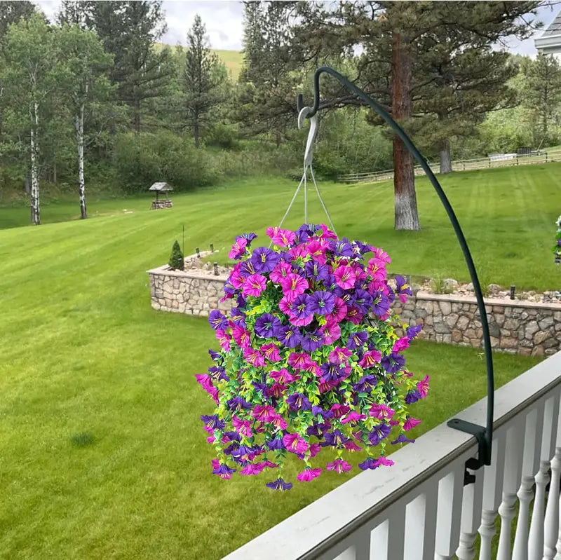 Artificial Morning Glory Wall Hanging - Faux Violet Vines for Home Garden Wedding Decor