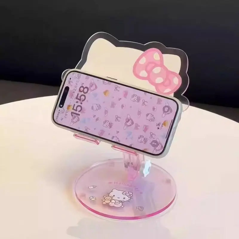 Pink Kawaii Cat Desktop Stand for Phones and Tablets - Oversized, Cute Office Organizer