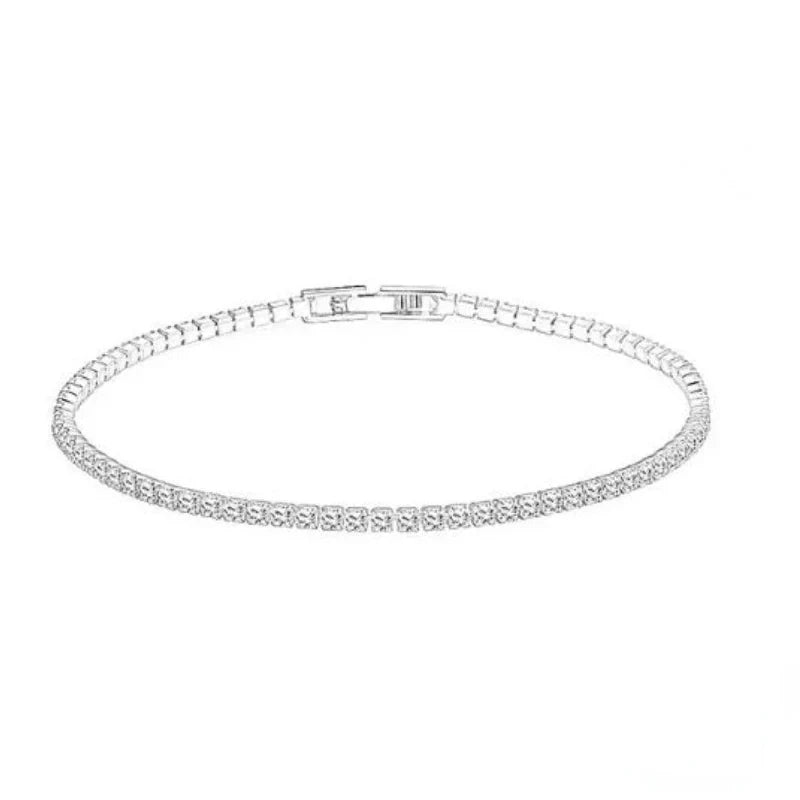 Sterling Silver Tennis Bracelet 16-19cm Zirconia Anniversary Jewelry