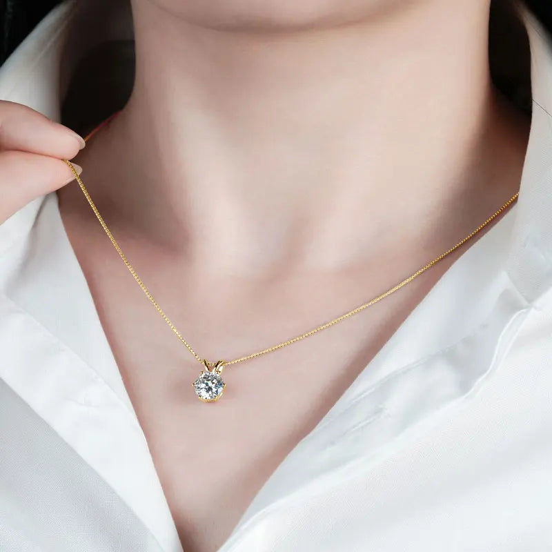 Moissanite Pendant Necklace 0.5ct-5ct in Sterling Silver with Certificate