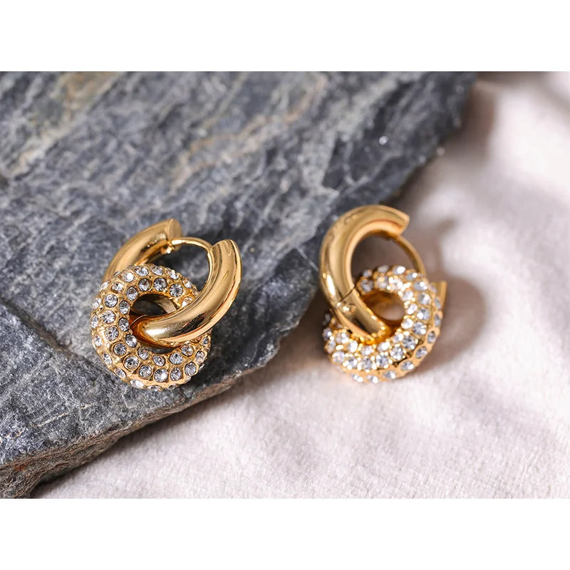 Delicate Cubic Zirconia Huggie Hoop Earrings in 18K Gold Color - High-Quality Jewelry Gift