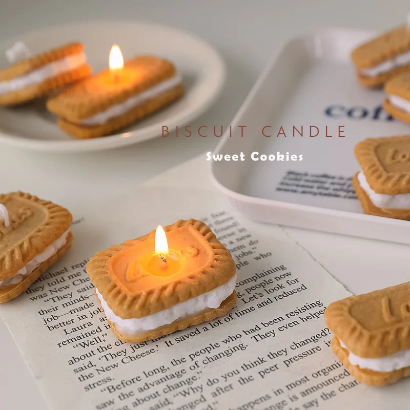 Cute Handmade Biscuit Scented Candle for Aromatherapy and Home Decor