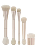 5-Piece Makeup Brush Set for Face and Eyes - Rose Gold, Travel Friendly, Multitool