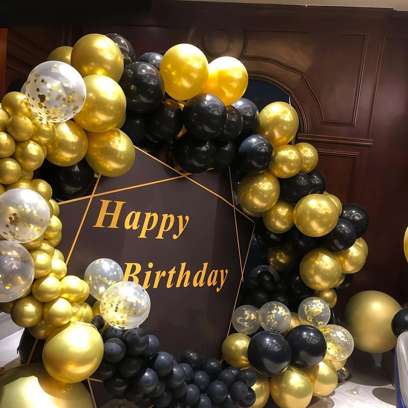 Matte Black Latex Balloons - Helium-Inflatable Party Decor for Celebrations