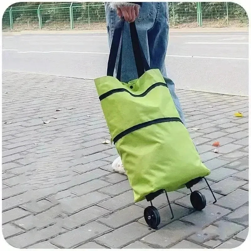 Foldable Portable Shopping Cart with Wheels - Lightweight Backpack-Style Hand Cart for Home Use
