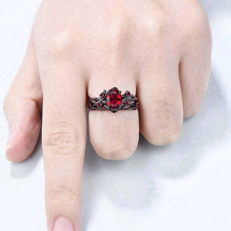 Trendy Couple Rings Set with Rhinestones and Celtic Dragon Design - Men and Women Wedding Jewelry