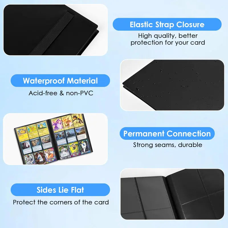 Large Capacity 9 Pocket Photo Card Binder Album for Collecting Trading Cards - Multiple Colors