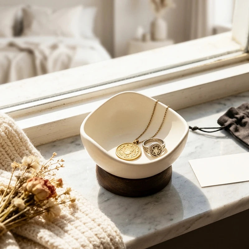 Retro Jewelry Organizer Tray | Ring Dish & Vanity Storage for Earrings Coins