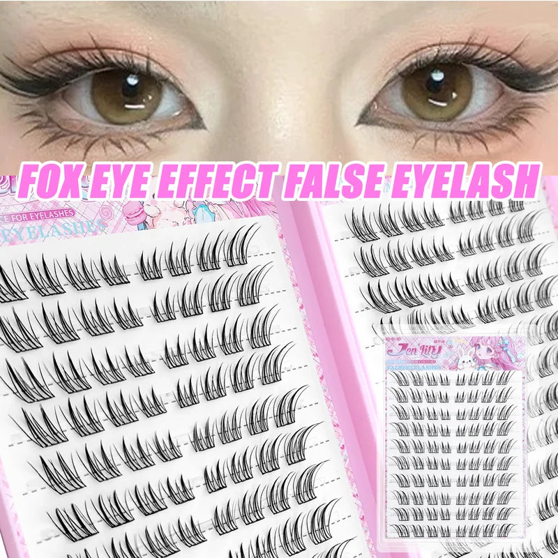 Fox Eye Glue-Free False Eyelashes - Natural Winged Style, Reusable, Beginner Friendly