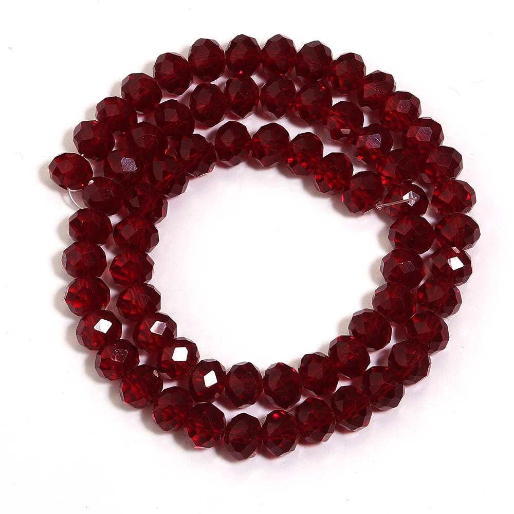 Glass Beads for Jewelry Making - Pomegranate Red Faceted Crystal Loose Beads