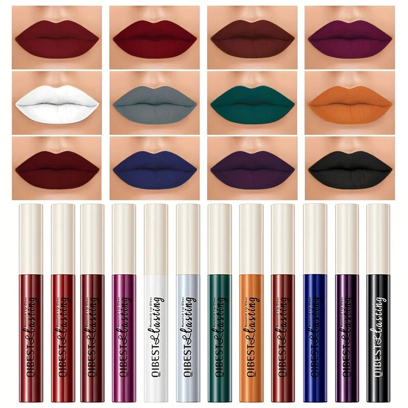 24 Colors Matte Lip Gloss Set Long-Lasting Smudge-Proof Lip Stain for Valentines Mardi Gras