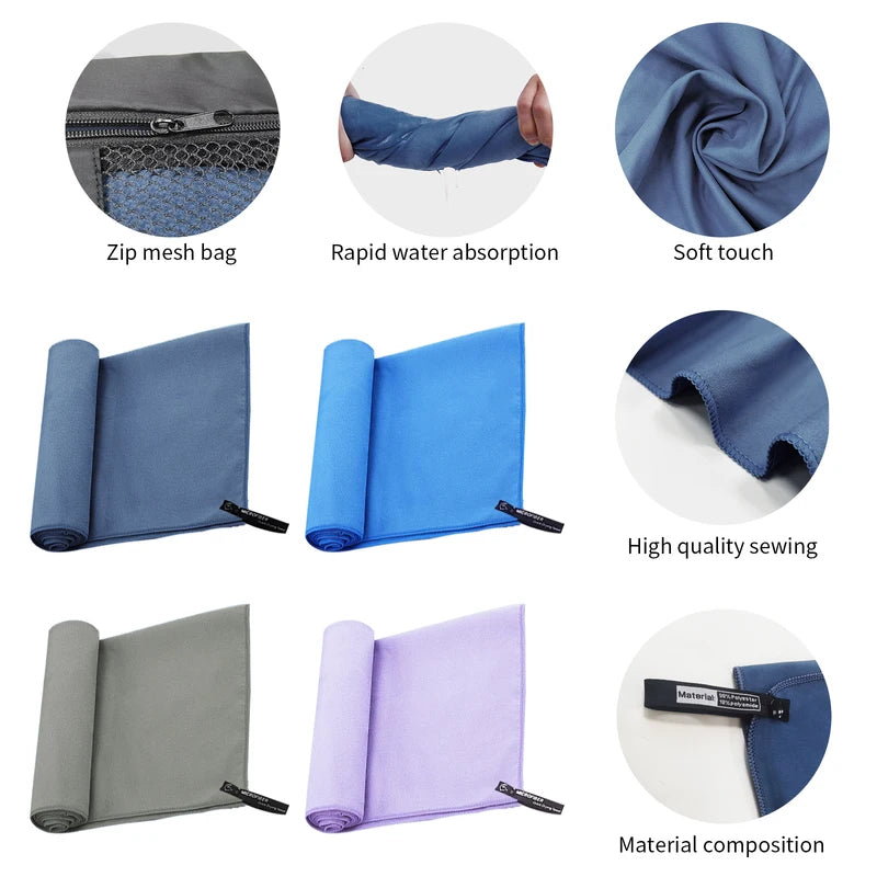 Quick Dry Microfiber Towel with Mesh Bag for Camping Gym Yoga Backpacking Hiking