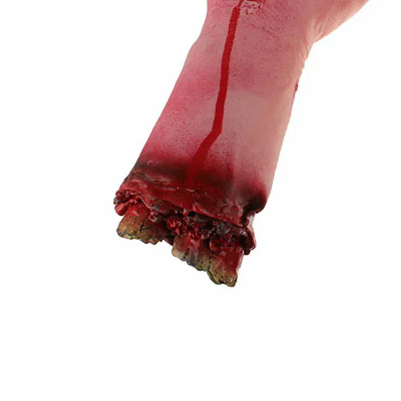 Realistic Severed Arm Halloween Horror Prop with Blood Spatter - Latex Decor