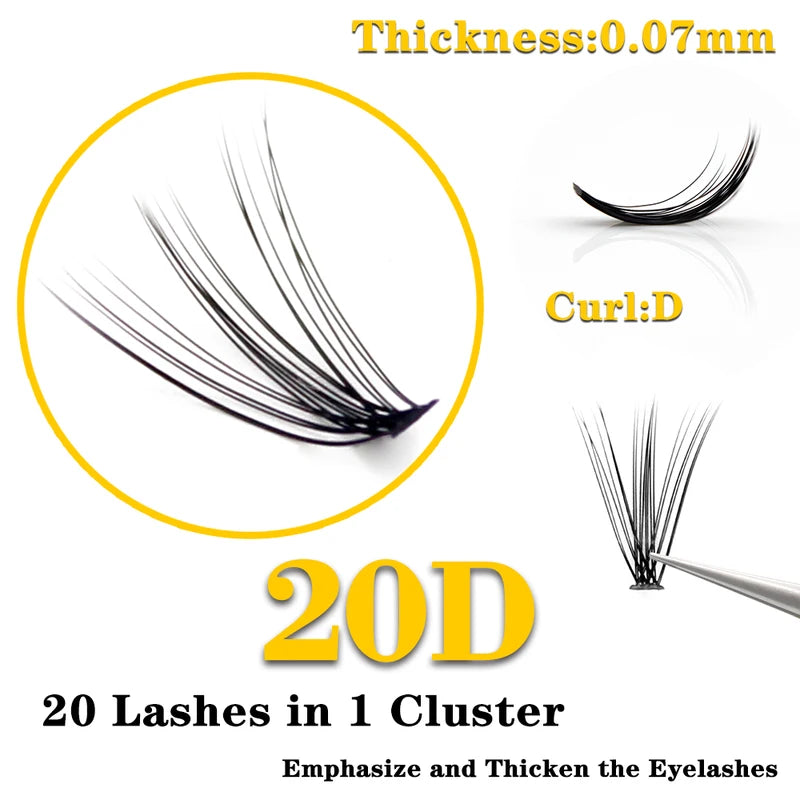 Mink Eyelash Extension 20D Cluster Lashes Natural 3D Russian Volume Faux Eyelashes