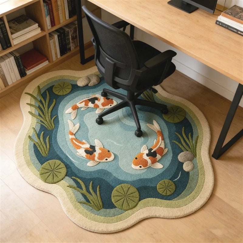 Cartoon Alien Fish Pool Carpet Non-Slip Floor Mat for Living Room and Bedroom
