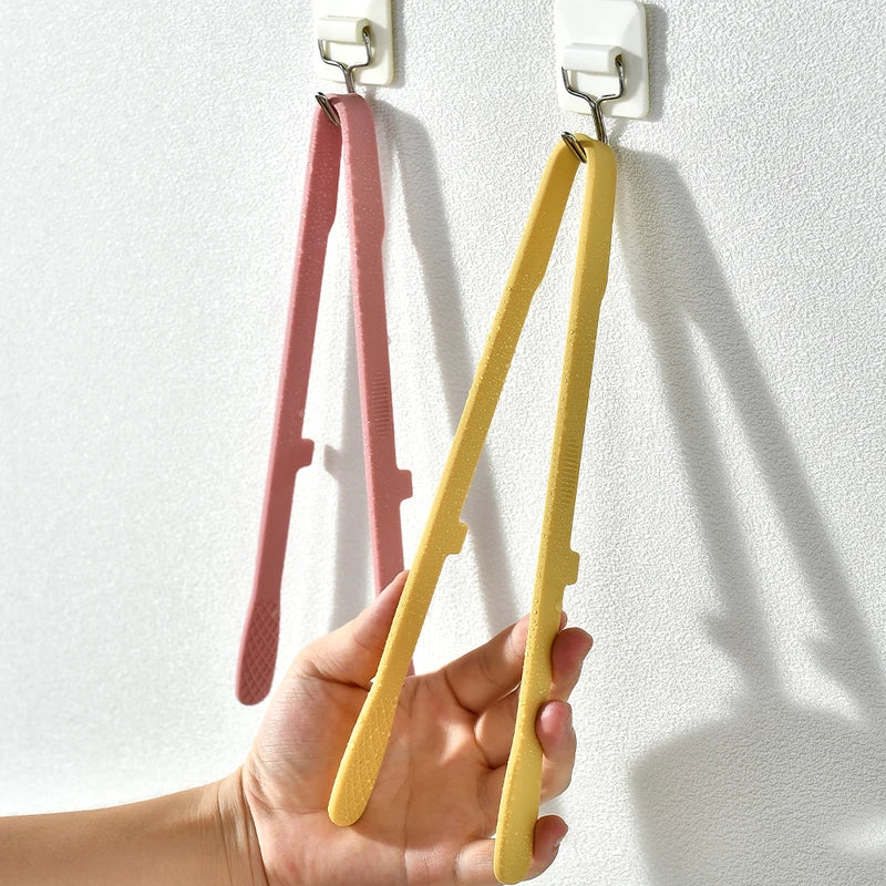 Silicone Food Tongs Set - Non-Slip BBQ Salad Kitchen Utensils with Clip Clamp