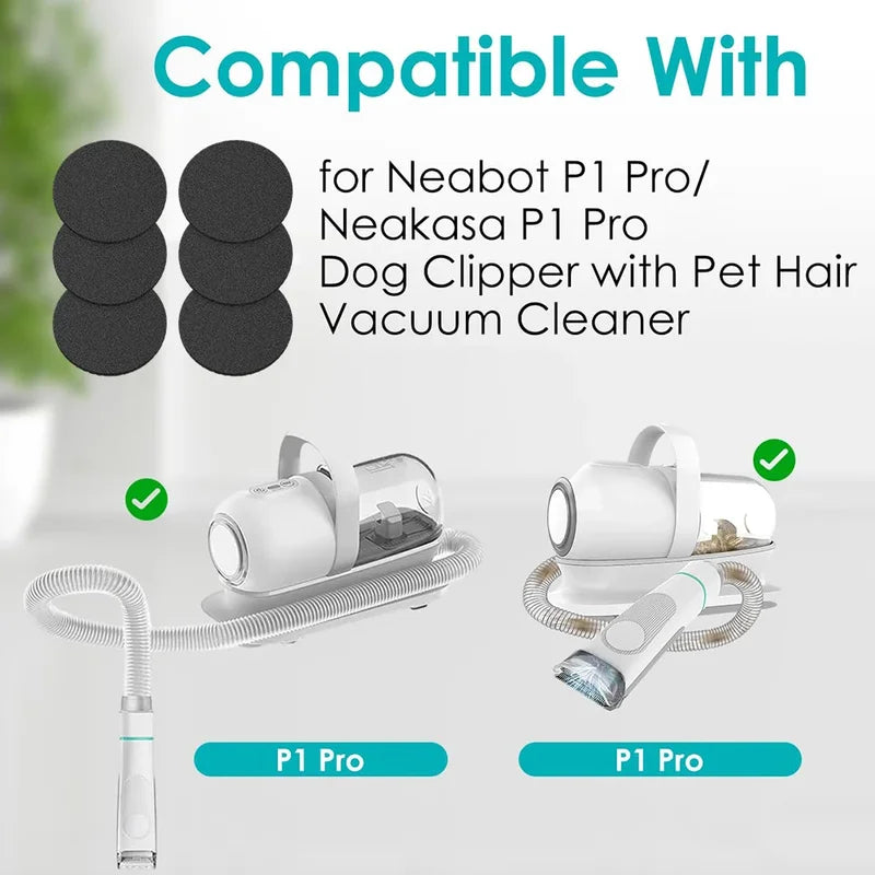 Pet Grooming Vacuum Sponge Filter Replacement Kit - Compatible with Neapot P1 Pro