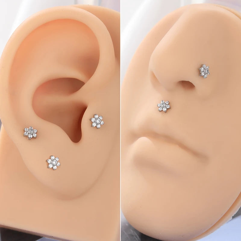 Titanium Labret Ear Tragus Earring Stud Lip Cartilage Helix Body Jewelry 16G