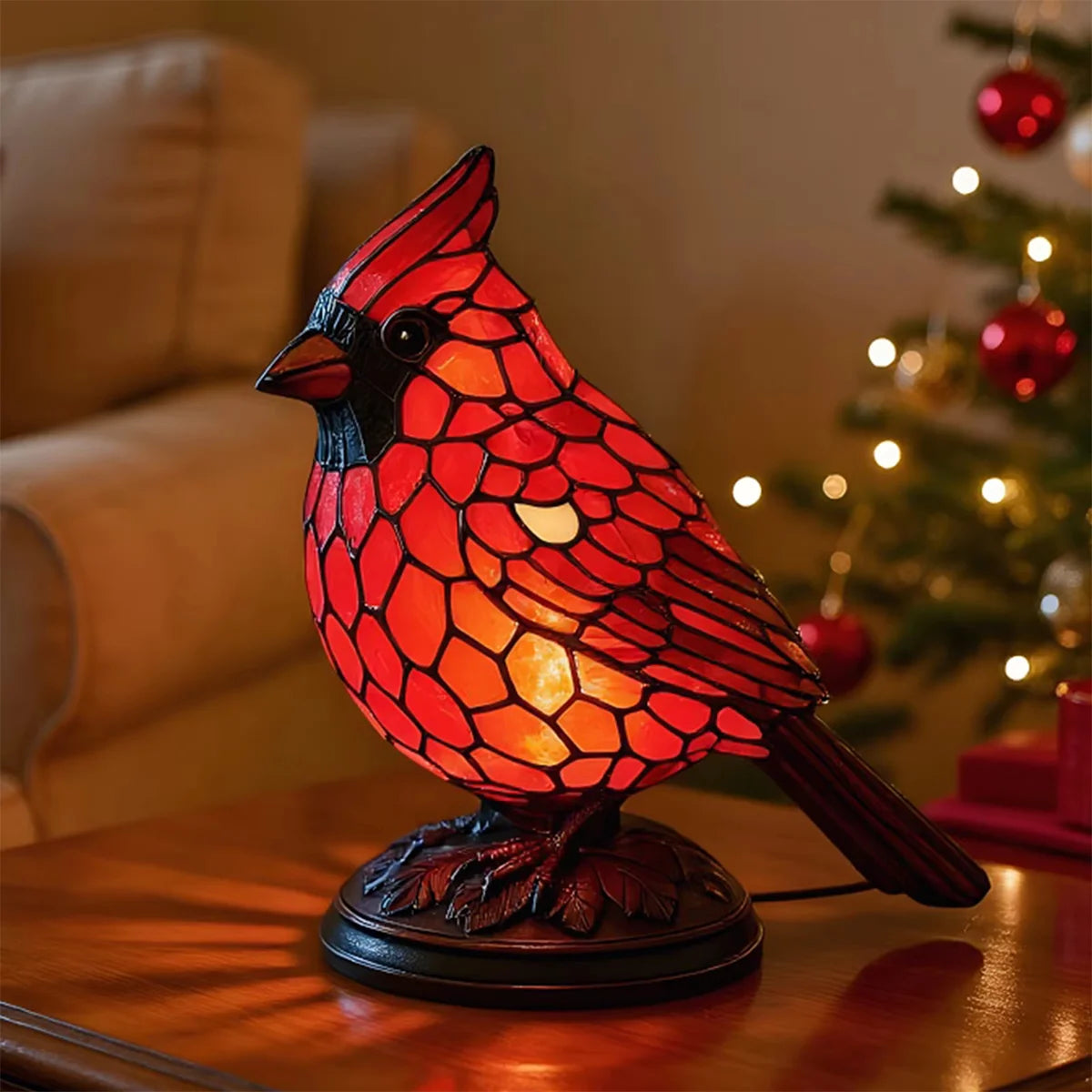 Red Bird Table Lamp - Decorative Night Light for Bedroom & Living Room USB Powered