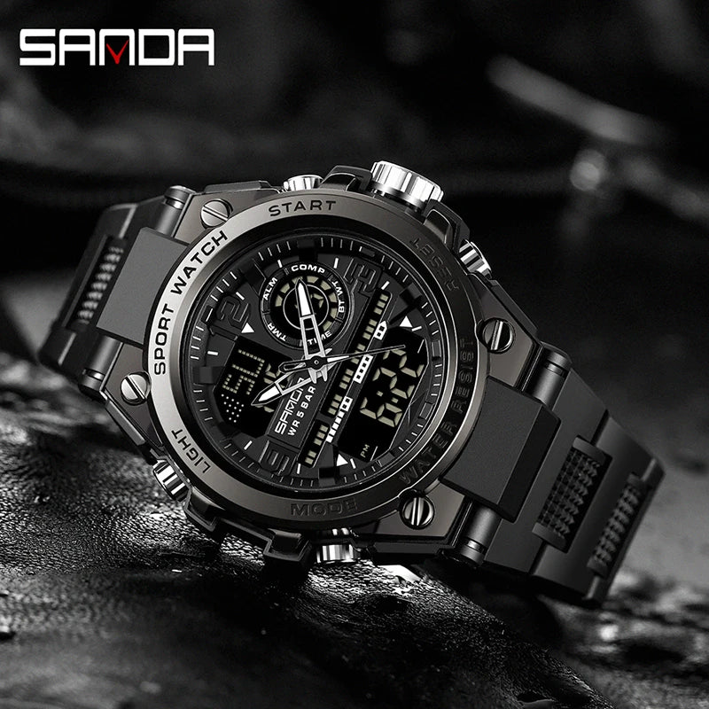 Men's Digital Sports Watch Dual Display Waterproof Quartz Military Watch