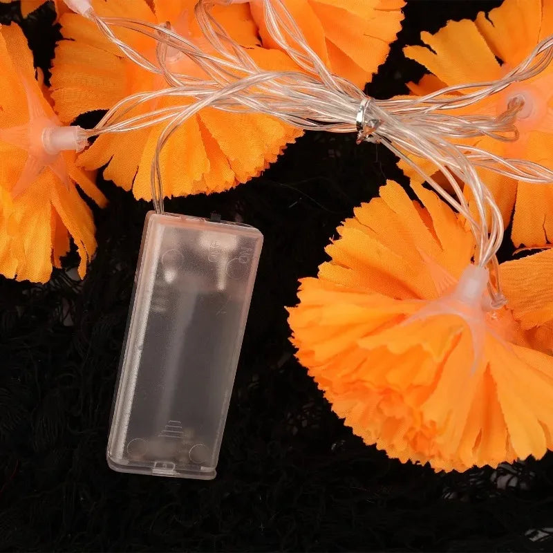 LED String Lights for Halloween Outdoor Party Decorations Marigold Garland Battery Powered