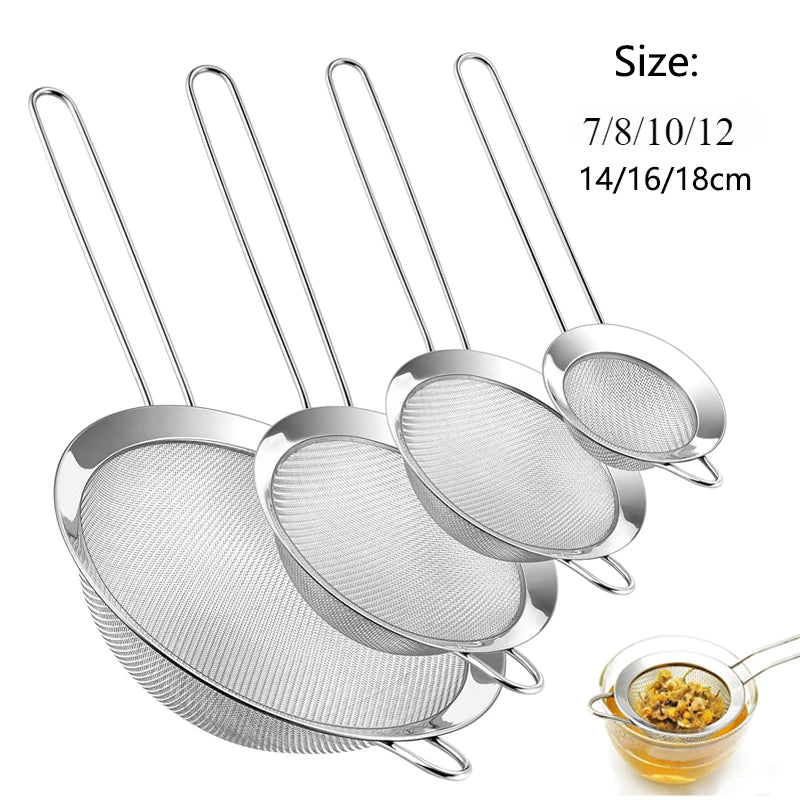 Stainless Steel Fine Mesh Oil Strainer & Sieve Set for Kitchen Baking