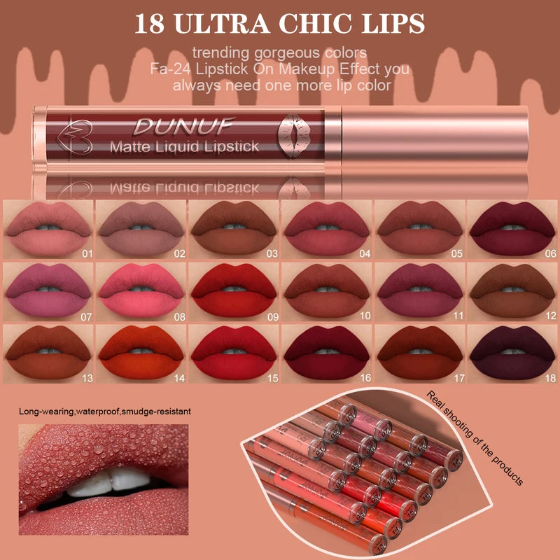 Liquid Lipstick Set 12 Colors Matte Velvet Lip Gloss Waterproof Moisturizing Lip Oil