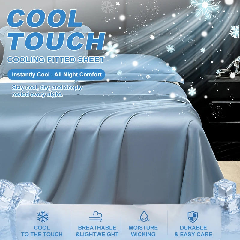 Breathable Summer Cooling Bed Sheet - Ice Silk Flat Sheet for Luxury Bedding