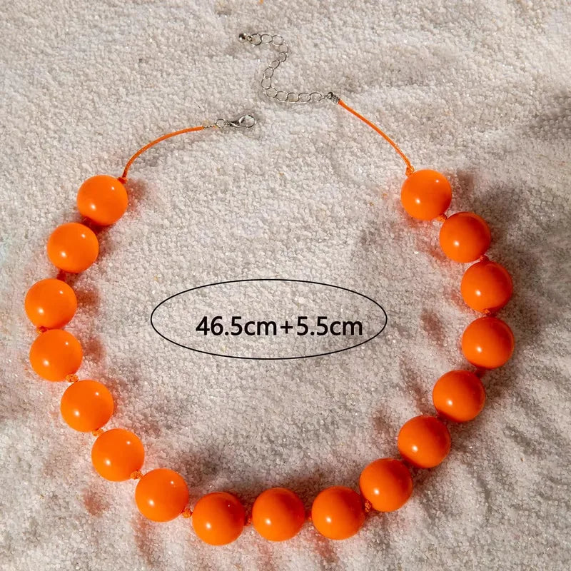 Colorful Bead Choker Necklace for Women Punk Resin Jewelry Gift Wholesale