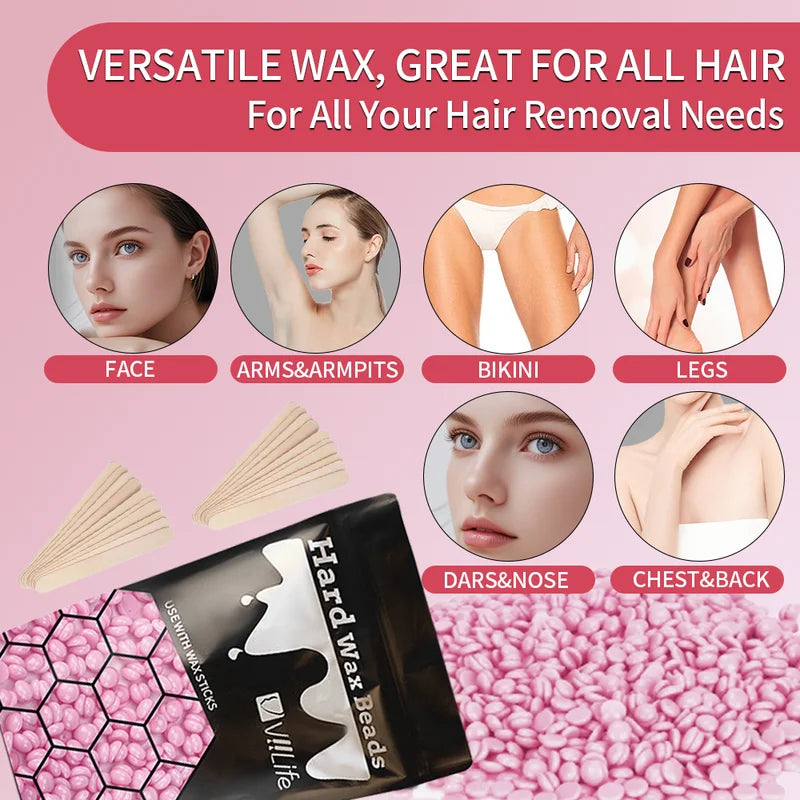 Hard Wax Beans Hair Removal Kit for Body Face Bikini Legs - 50/100g