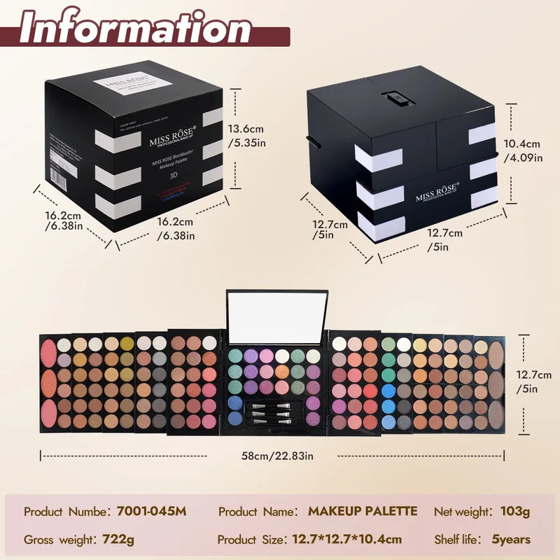 Multi-Functional Makeup Box with Mirror & Eye Shadow Palette Set for Stage Makeup