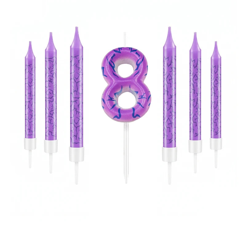 7-Piece Purple Disco Themed Birthday Candle Set for Cake Decorations