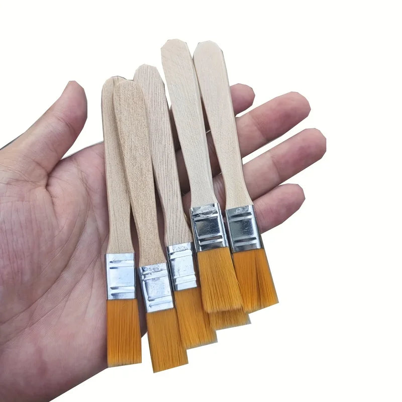Nylon Art Paint Brush Set with Short Wooden Handles - Watercolor & Craft Tools, 24 or 48 Pieces