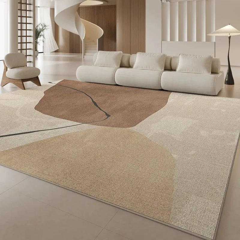 Watercolor Abstract Area Rug Non-Slip Washable Minimalist Carpet for Living Room & Bedroom