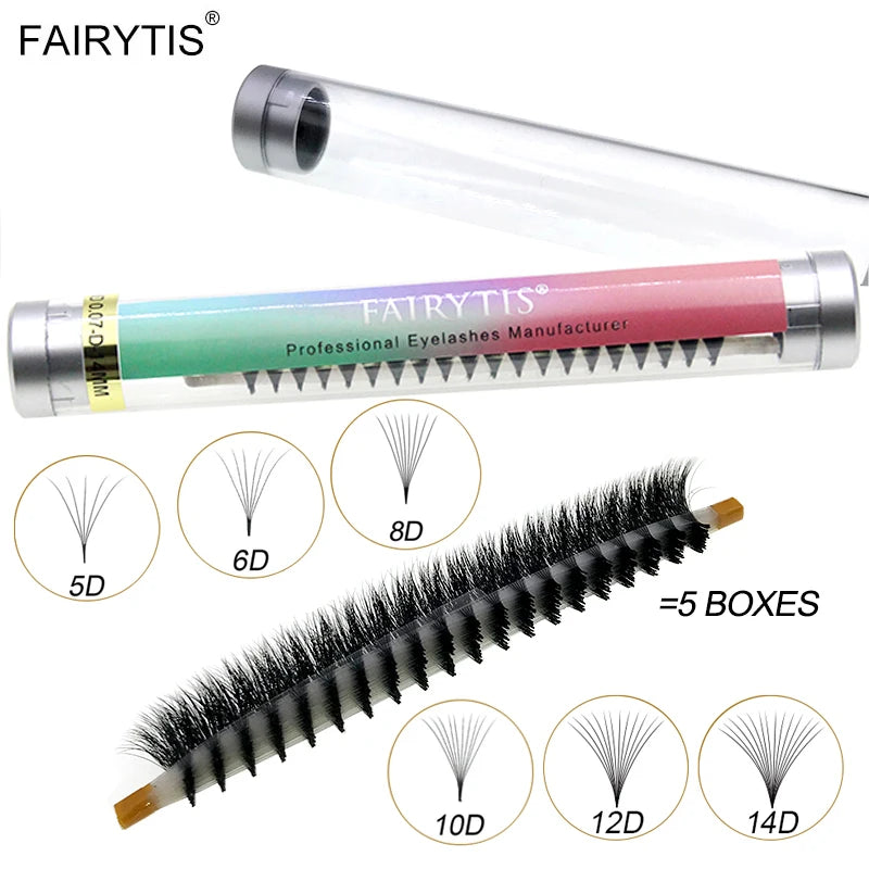 False Eyelash Extensions 5D-14D Russian Wispy Faux Mink Fans Long Stem Volume