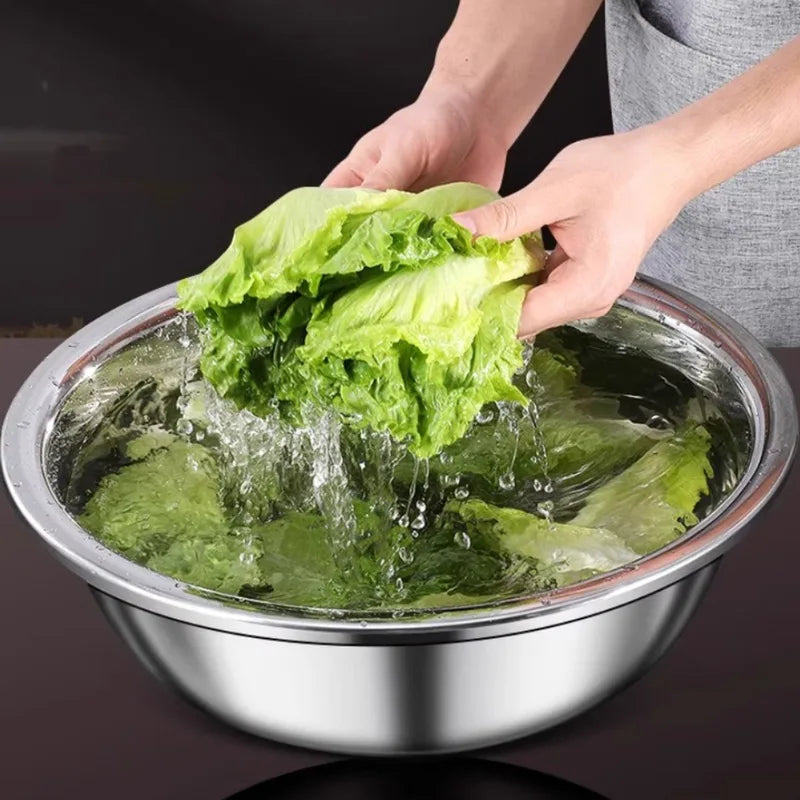 Large Capacity Metal Mixing Bowls Set - Stainless Steel Nesting Salad Bowls for Cooking