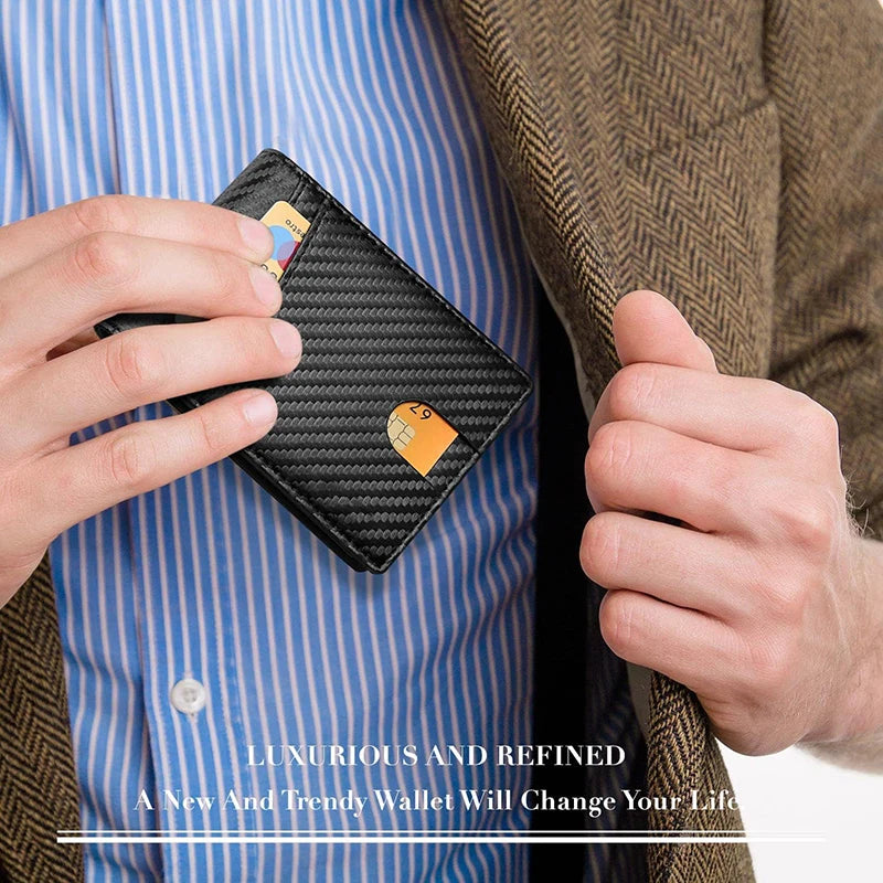 Ultra Thin RFID Leather Wallet for Men with ID Window & Multi Card Slots