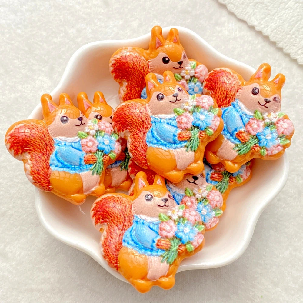 10PCS Mixed Resin Cartoon Animal Cabochons for Scrapbooking & DIY Crafts