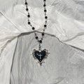 Gothic Bat Cross Pendant Necklace Y2K Personalized Black Bead Stacked Jewelry