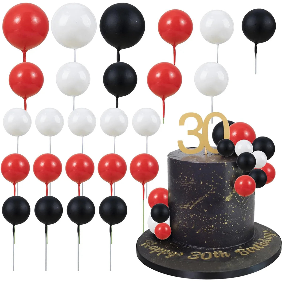 Cake Topper Decorations 30 Pcs Balloons Party Supplies for Wedding Birthday Baby Shower