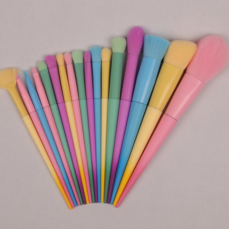 Multi-Color Makeup Brush Set - 17 Color Face & Eye Brushes for Cosmetics