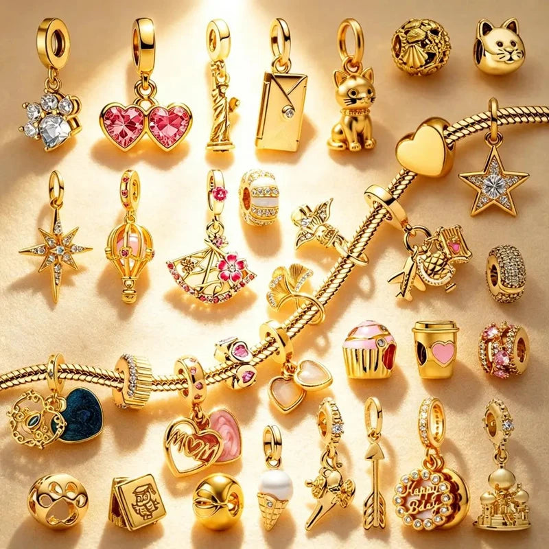 Sparkling North Star Charms Beads for Silver Bracelets DIY Jewelry Gift
