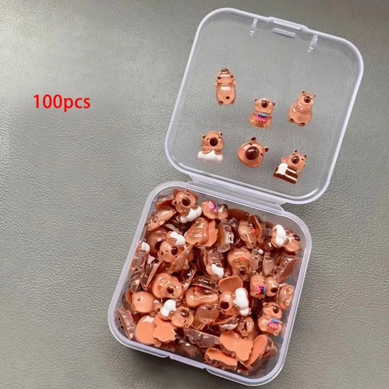 Mini Capybara Animal Figurines Set - 100pcs Fairy Garden Home Decor